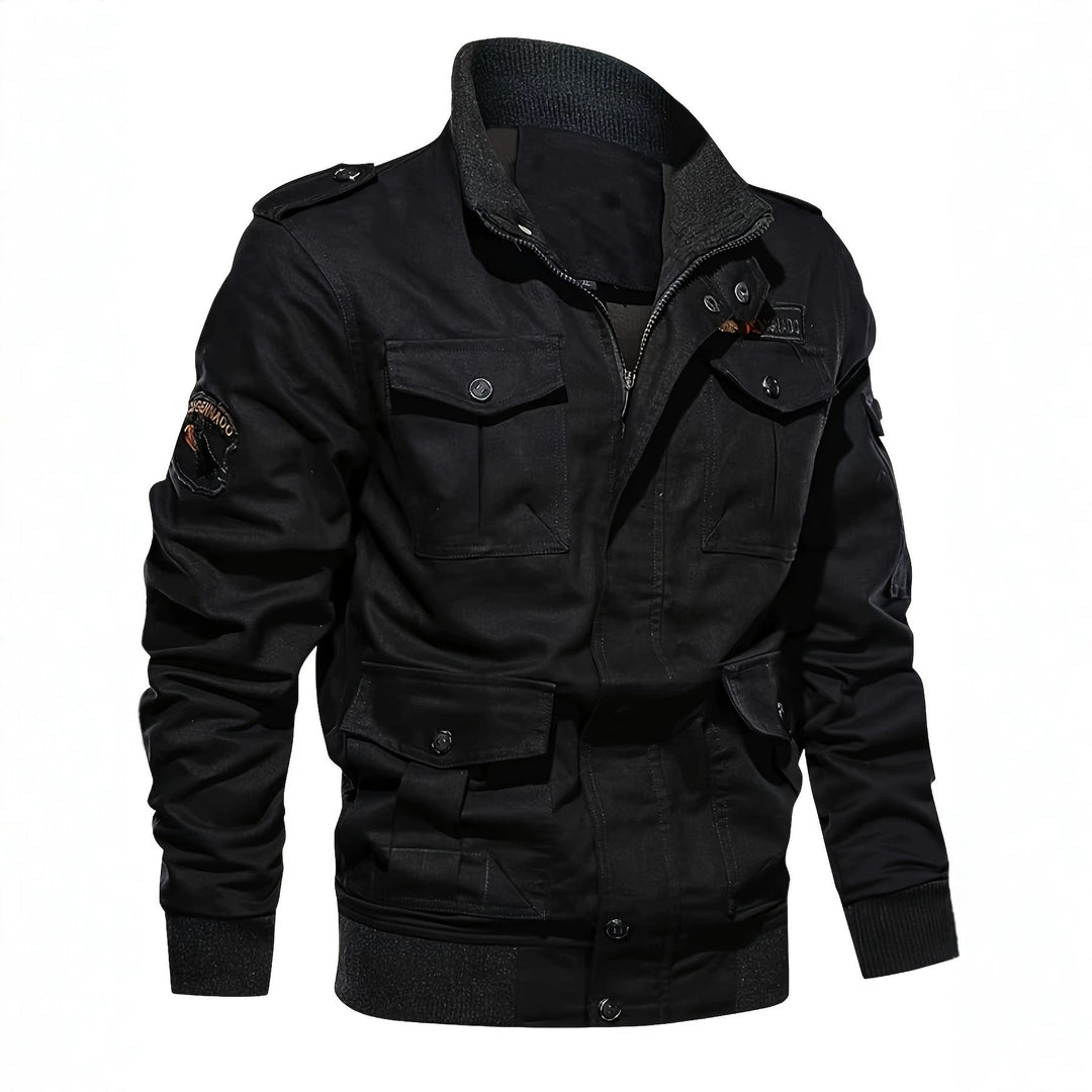 Herren Fieldjacke im Military-Stil mit Mehrfach-Taschen und Strickkragen Nord Taschen