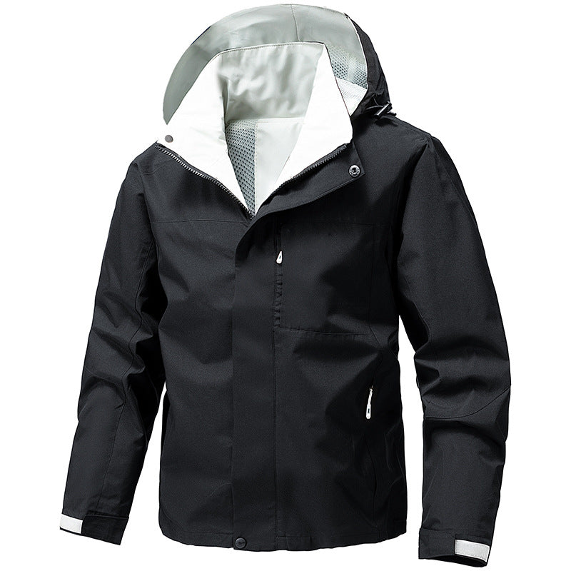 Herren Wasser- und winddichte Funktions‑Outdoorjacke mit Kapuze, atmungsaktivem Mesh‑Futter und verdeckter Reißverschlussleiste Nord Taschen