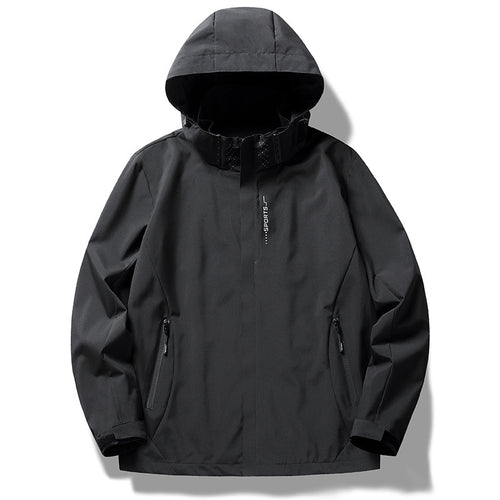 Herren technische Softshell Regenjacke mit Kapuze, wind- und wasserabweisender Membran und verdeckten Reißverschlüssen Nord Taschen