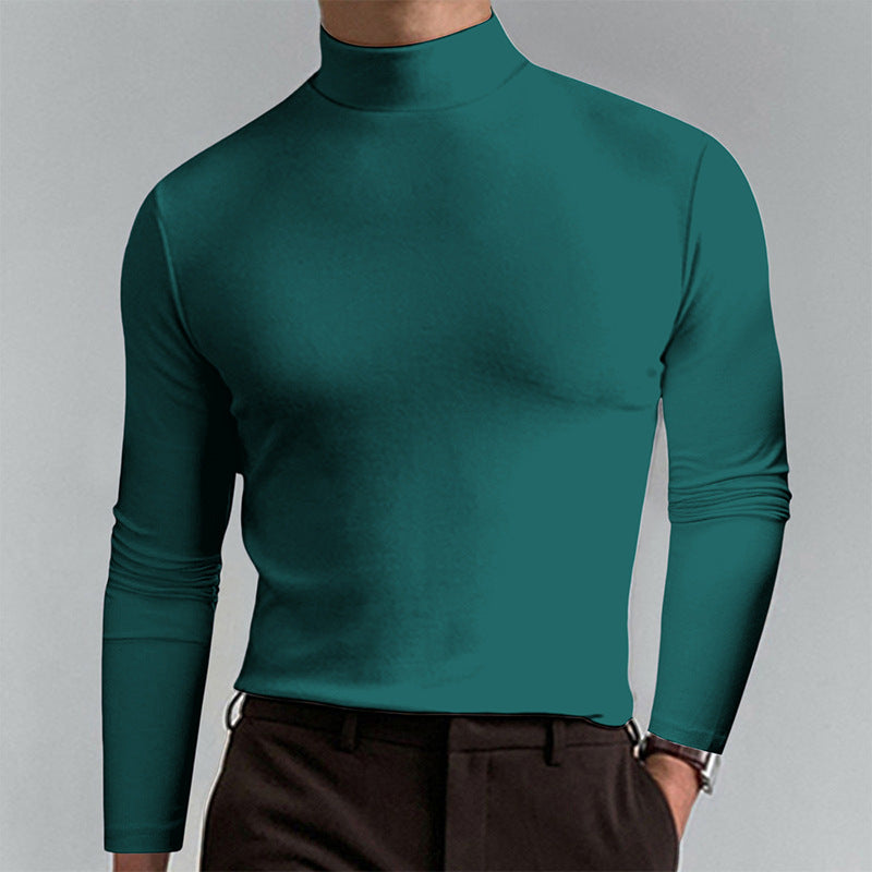Herren Elegantes Langarm-T-Shirt mit hohem Kragen