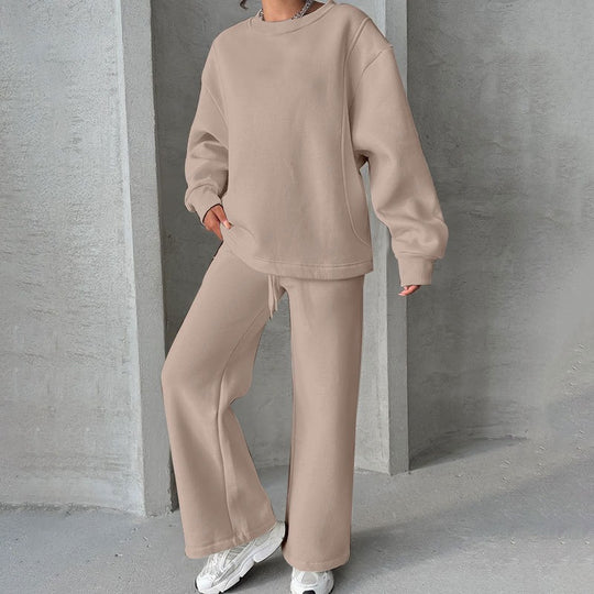 Damen Oversize-Sweatset aus weichem French-Terry mit weiter Palazzo-Jogginghose Nord Taschen