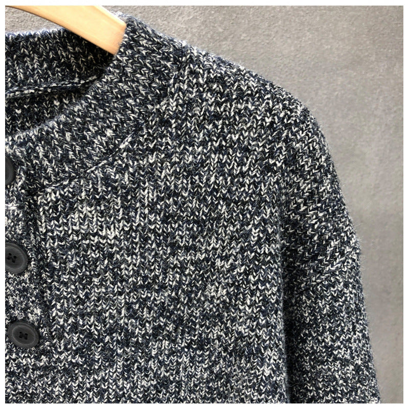 Herren Komfortabler Rippstrick-Halbknopfpullover mit Rundhalsausschnitt und legerer Passform Nord Taschen