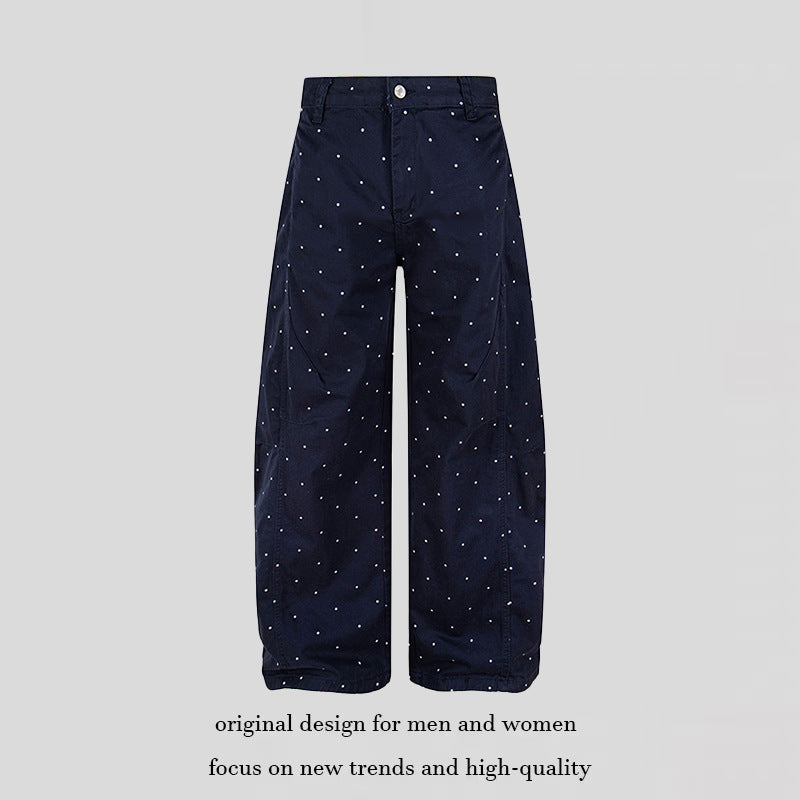 Damen High‑Waist Palazzo‑Hose im Culotte‑Stil mit weitem Bein und dezentem Punktmuster Nord Taschen