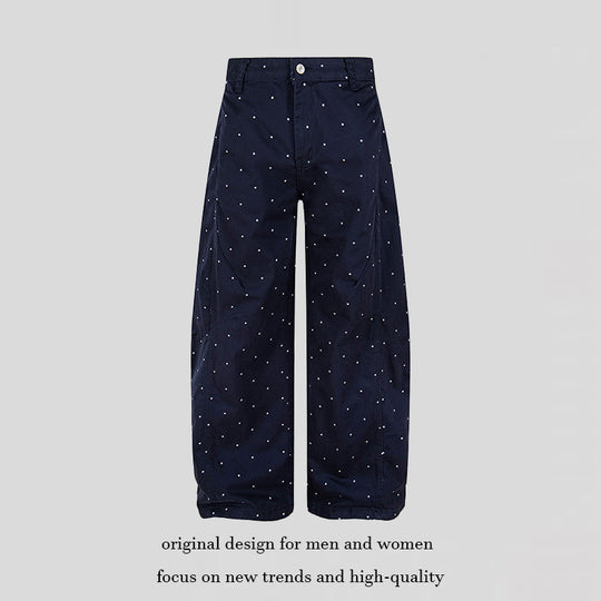 Damen High‑Waist Palazzo‑Hose im Culotte‑Stil mit weitem Bein und dezentem Punktmuster Nord Taschen