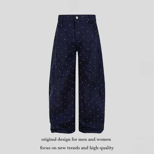 Damen High‑Waist Palazzo‑Hose im Culotte‑Stil mit weitem Bein und dezentem Punktmuster Nord Taschen