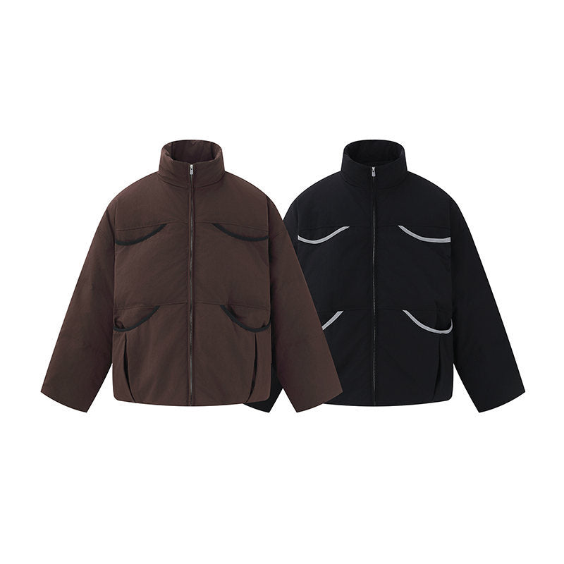 Herren Kurz geschnittener gesteppter Winterblouson mit Stehkragen und kontrastbesetzten Taschen Nord Taschen