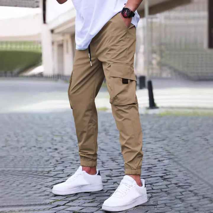 Herren vielseitige Cargo-Hose mit elastischem Bund und praktischen Reißverschlusstaschen