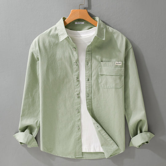 Herren Leichtes Baumwoll-Overshirt mit Kentkragen, Brusttasche und Relaxed-Fit Nord Taschen