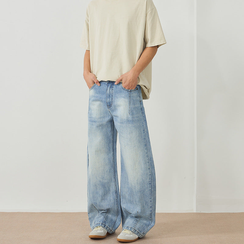 Herren Extreme Baggy-Denimhose im bodenlangen Palazzoschnitt mit tiefem Schritt Nord Taschen