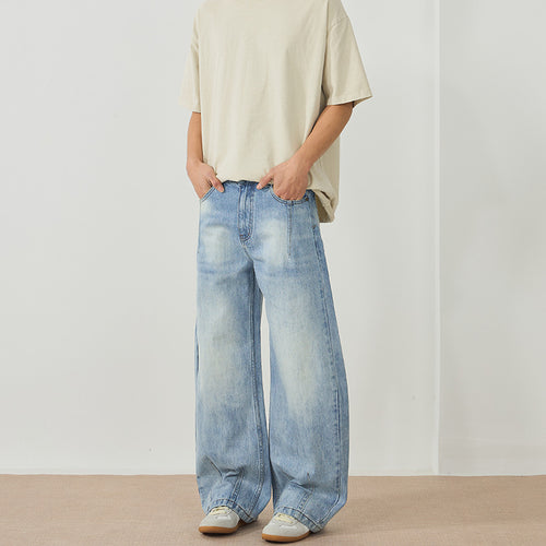 Herren Extreme Baggy-Denimhose im bodenlangen Palazzoschnitt mit tiefem Schritt Nord Taschen