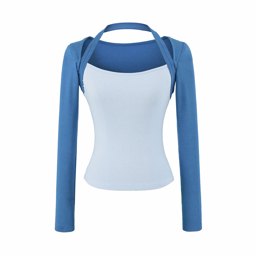 Damen Figurbetontes Layering-Top mit integriertem Bolero-Ärmel und Neckholder-Detail Nord Taschen