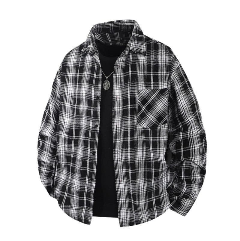 Herren Oversize kariertes Flanellhemd mit Brusttasche und entspannter Overshirt-Passform Nord Taschen