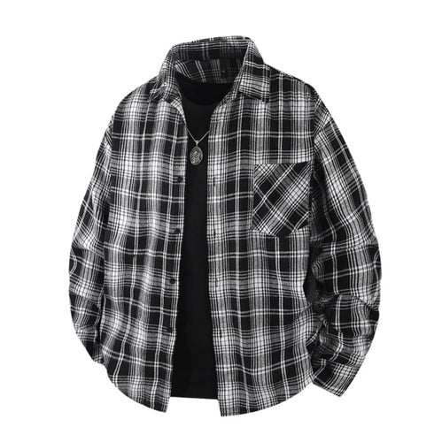 Herren Oversize kariertes Flanellhemd mit Brusttasche und entspannter Overshirt-Passform Nord Taschen