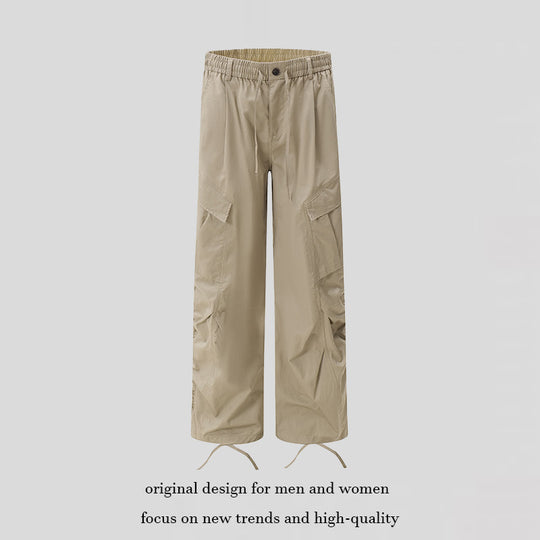 Damen Weite Cargo‑Palazzo‑Hose mit Tunnelzugbund und verstellbaren Saumkordeln Nord Taschen