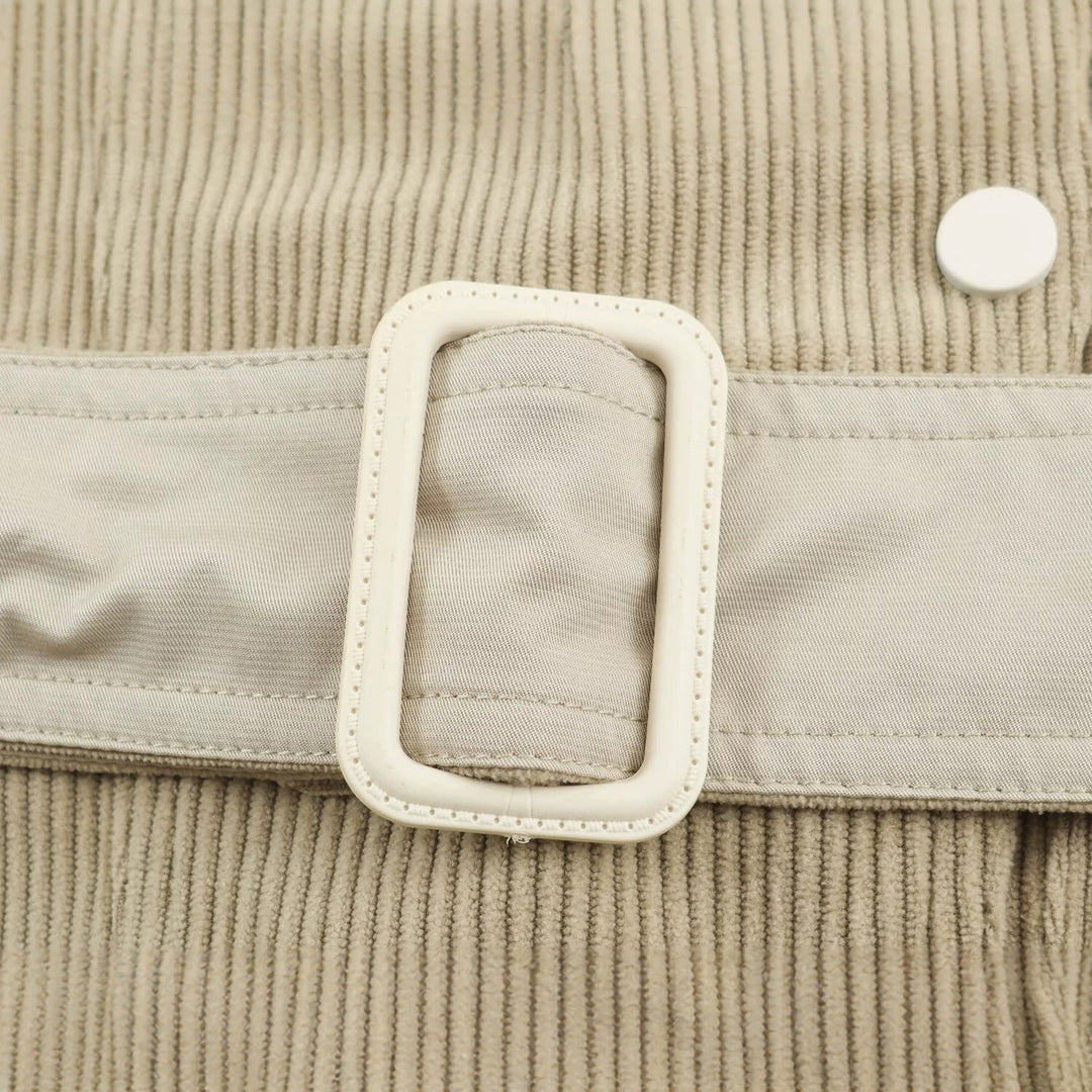 Damen Feincord-Jacke mit Taillengürtel und asymmetrischer Druckknopfleiste Nord Taschen