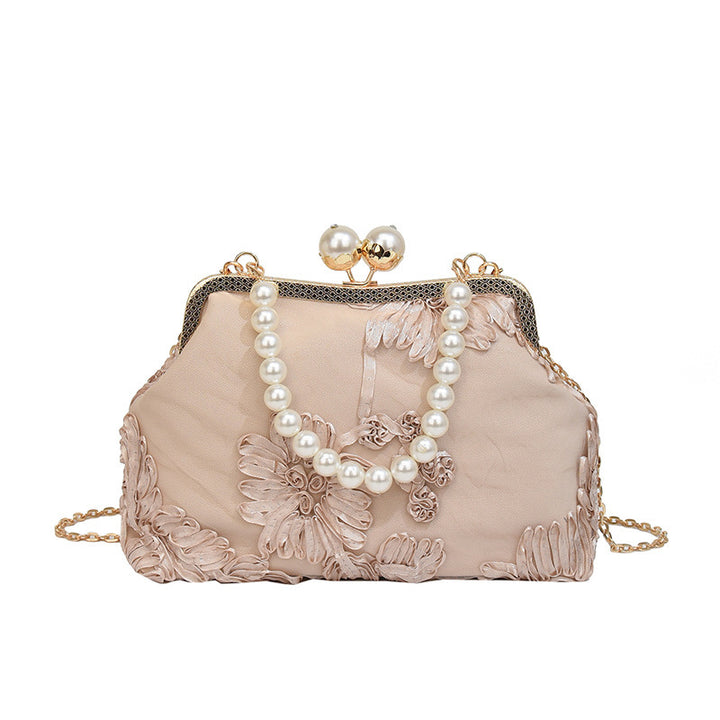 Damen elegante Clutch mit floralen Stickereien und Perlenakzenten Nord Taschen