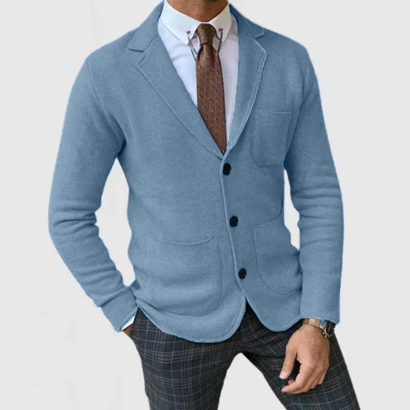 Herren Strickblazer mit großen Taschen und modernem Schnitt