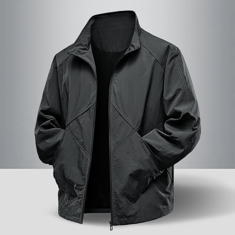 Herren Leichte technische Zip‑Jacke mit Stehkragen, Raglanärmeln & Utility‑Einsätzen Nord Taschen