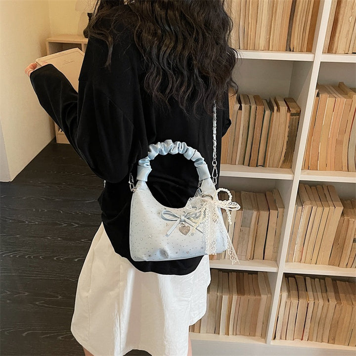 Damen Handtasche mit dekorativem Schleifen- und Perlendesign Nord Taschen