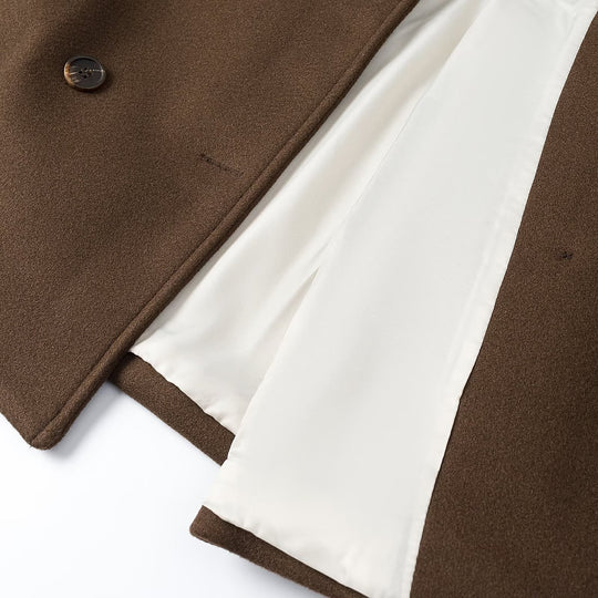 Damen Kurz Doppelreihiger Wollmix-Peacoat mit weitem Revers Nord Taschen