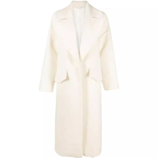 Damen Langer Bouclé‑Mantel mit kastiger Silhouette und aufgesetzten Pattentaschen Nord Taschen