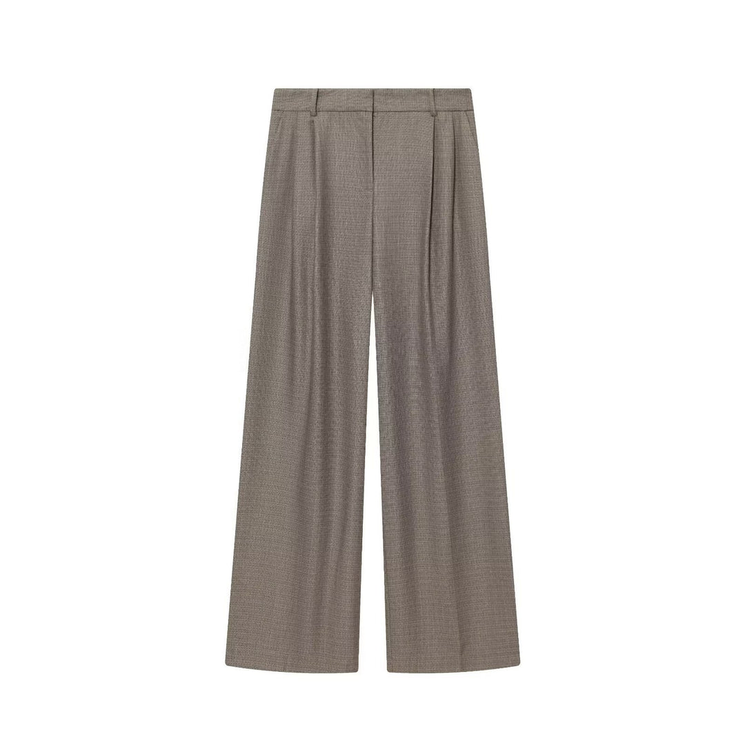 Damen Weitgeschnittene High-Waist-Hose mit Bundfalten und Bügelfalte Nord Taschen