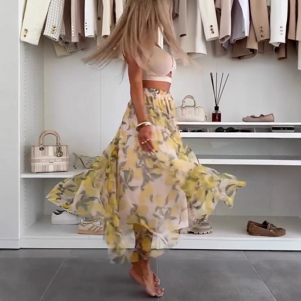 Damen Maxirock mit floralen Lagen und transparentem Design