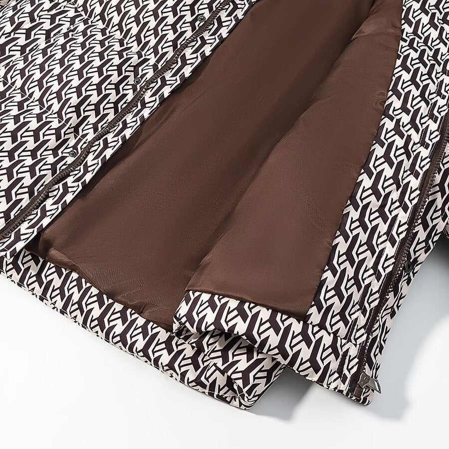 Damen Steppjacke mit hohem Kragen und grafischem Jacquardmuster Nord Taschen