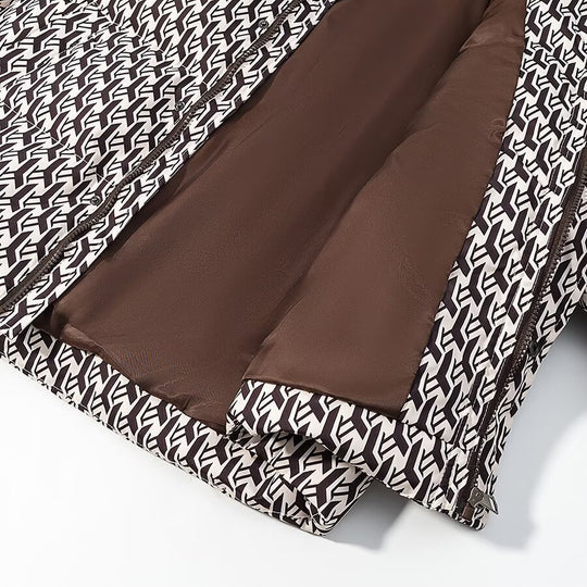 Damen Steppjacke mit hohem Kragen und grafischem Jacquardmuster Nord Taschen