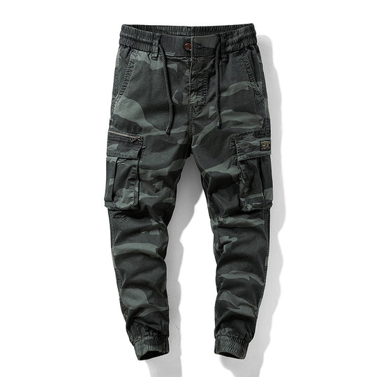 Herren Camouflage‑Cargo‑Jogger aus robustem Baumwollmix mit Tunnelzugbund, Reißverschluss‑Tasche und gerippten Knöcheln Nord Taschen