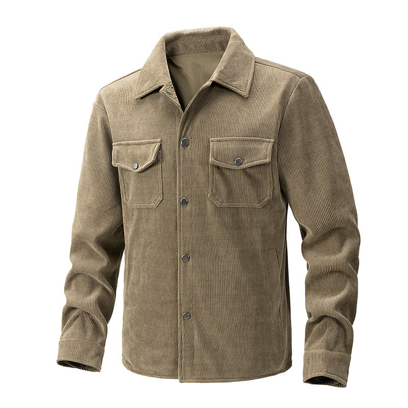 Herren Cordjacke mit Kentkragen, Brusttaschen und Druckknopfverschluss Nord Taschen