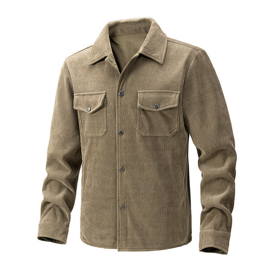 Herren Cordjacke mit Kentkragen, Brusttaschen und Druckknopfverschluss Nord Taschen