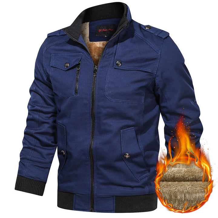Herren  gefütterte Utility-Bomberjacke mit Teddyfutter, Schulterpatten und multifunktionalen Taschen Nord Taschen