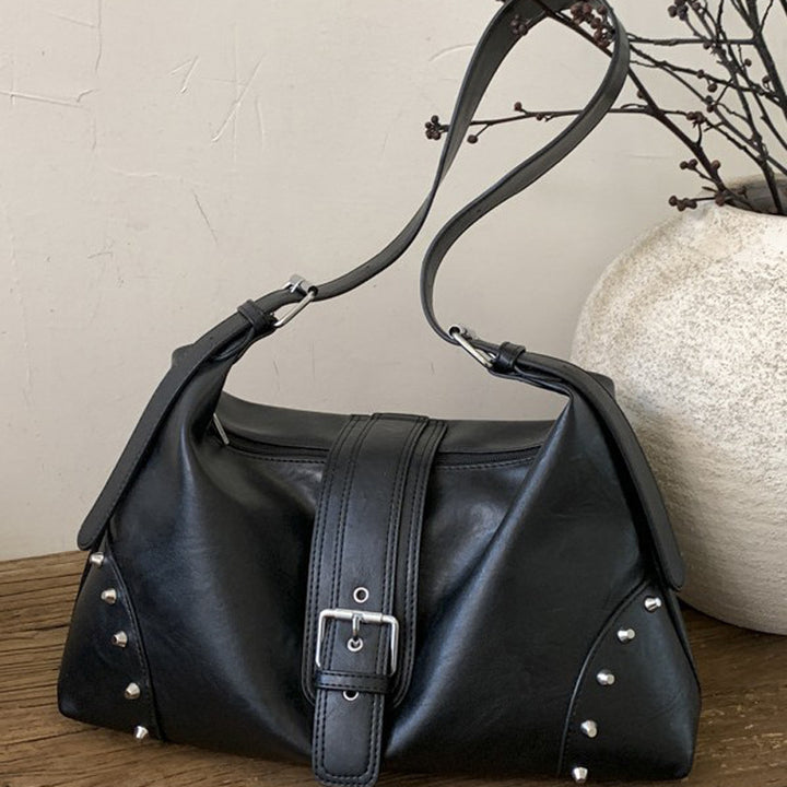 Damen Hobo-Tasche mit dekorativen Nieten und elegantem Klappenverschluss Nord Taschen