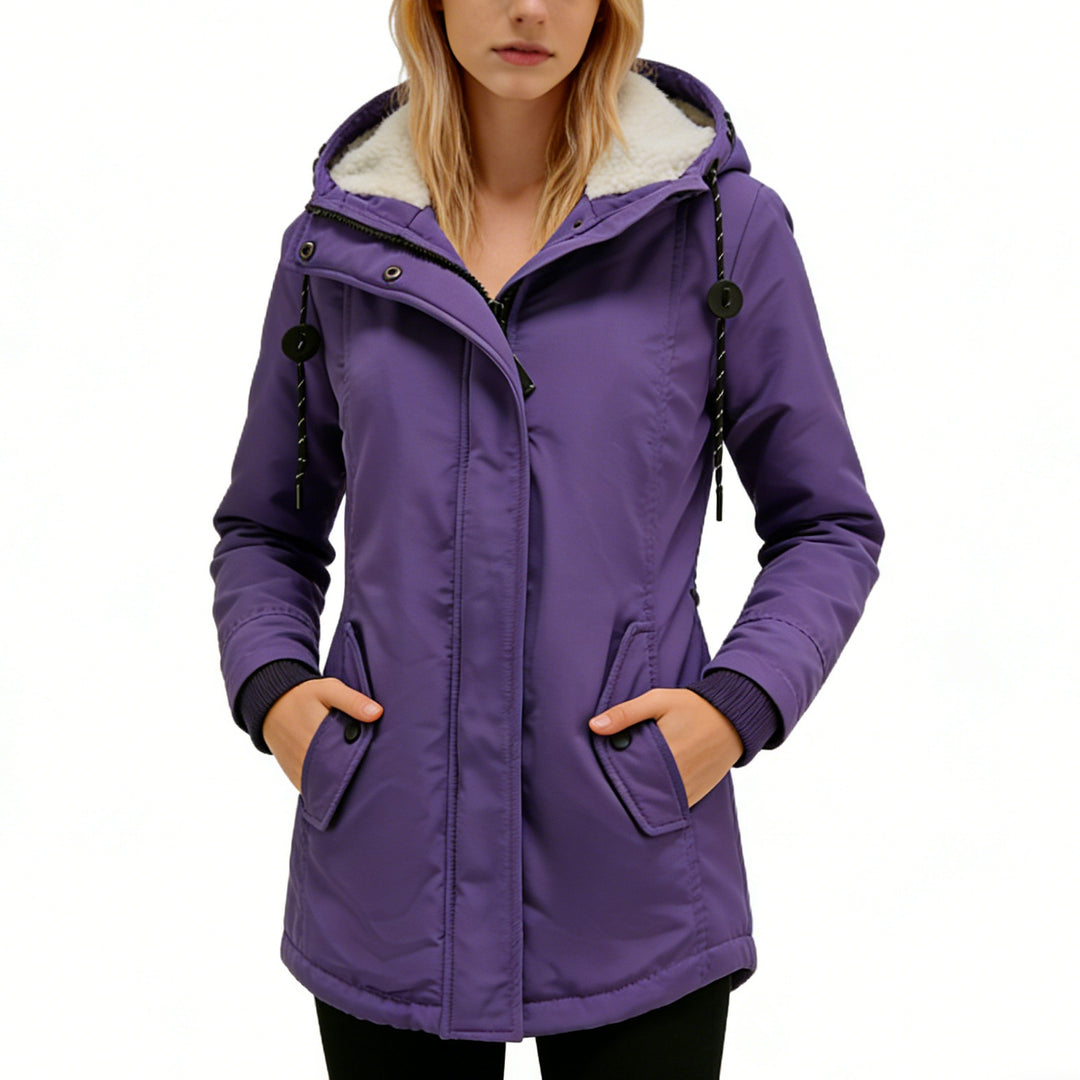 Damen Wasserabweisender Parka mit Teddyfutter, Kapuze und Taillierter Passform Nord Taschen