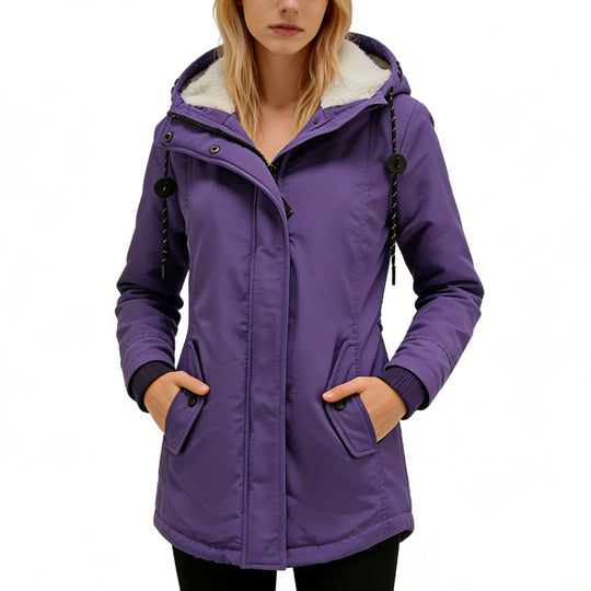 Damen Wasserabweisender Parka mit Teddyfutter, Kapuze und Taillierter Passform Nord Taschen