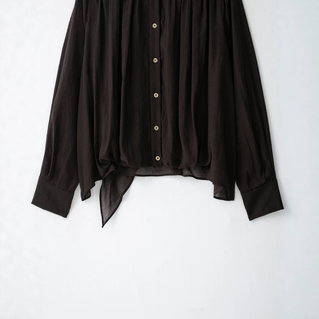 Damen Weiche Chiffonbluse mit Stehkragen, Knopfleiste und asymmetrischem Saum Nord Taschen