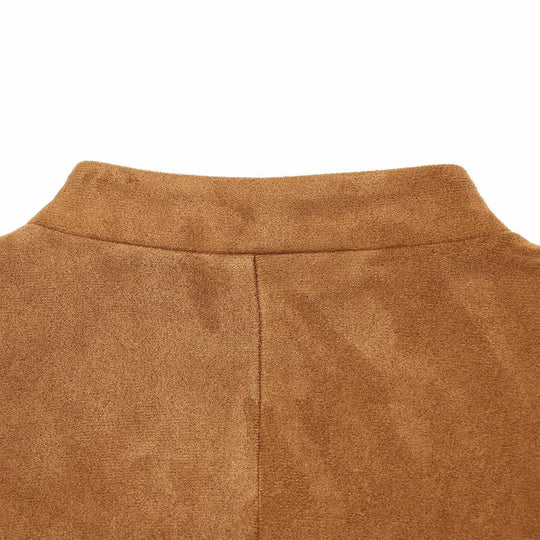Damen Kurzjacke aus Veloursoptik im Military‑Stil mit Stehkragen und asymmetrischem Saum Nord Taschen