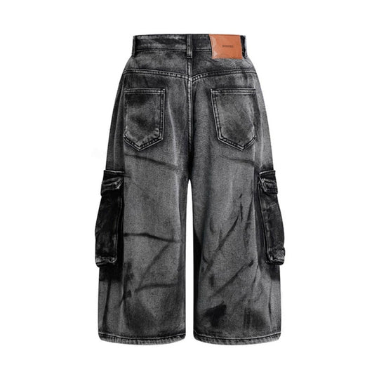 Damen High-Waist Denim-Cargo-Culotte mit weiten Beinen und aufgesetzten Taschen Nord Taschen