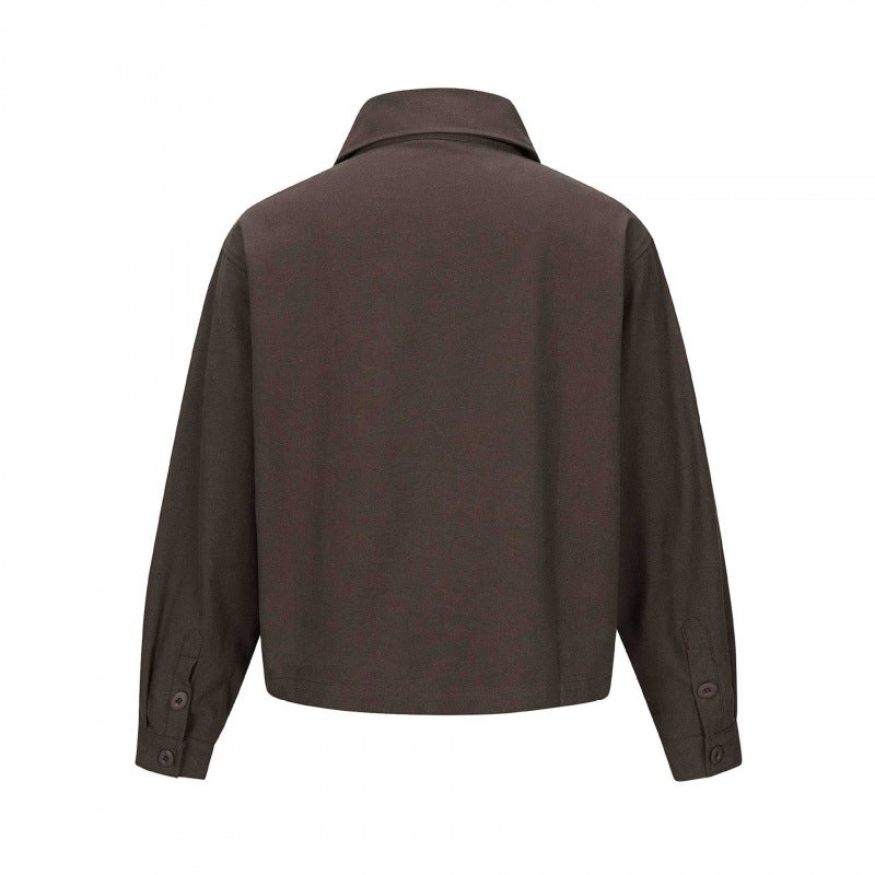 Unisex Kurz geschnittene Boxy-Hemdjacke mit Brustpatte und klarer Knopfleiste Nord Taschen