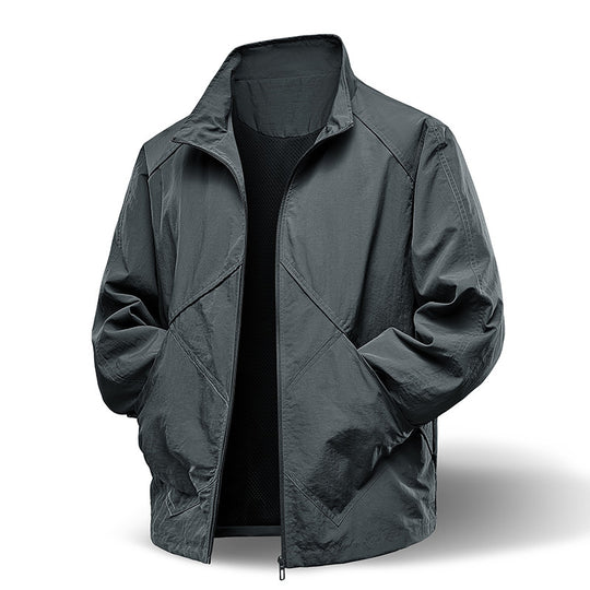 Herren Leichte technische Zip‑Jacke mit Stehkragen, Raglanärmeln & Utility‑Einsätzen Nord Taschen