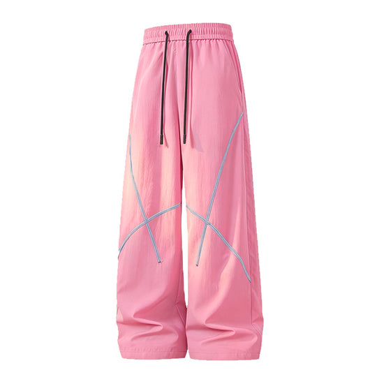 Herren Weite Funktions-Nylonhose mit Kordelbund, reflektierenden Nahtdetails & lässiger Baggy‑Silhouette Nord Taschen