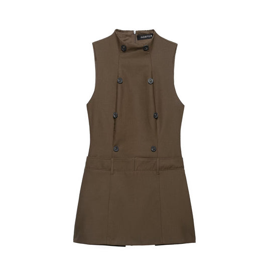 Damen Ärmelloses Pinafore‑Kleid mit doppelreihiger Knopfleiste und taillierter Passform Nord Taschen