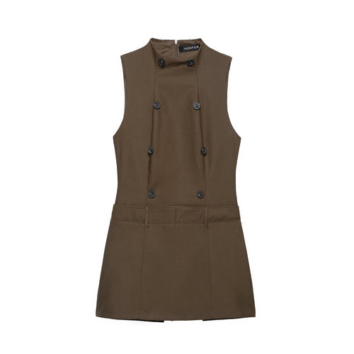 Damen Ärmelloses Pinafore‑Kleid mit doppelreihiger Knopfleiste und taillierter Passform Nord Taschen