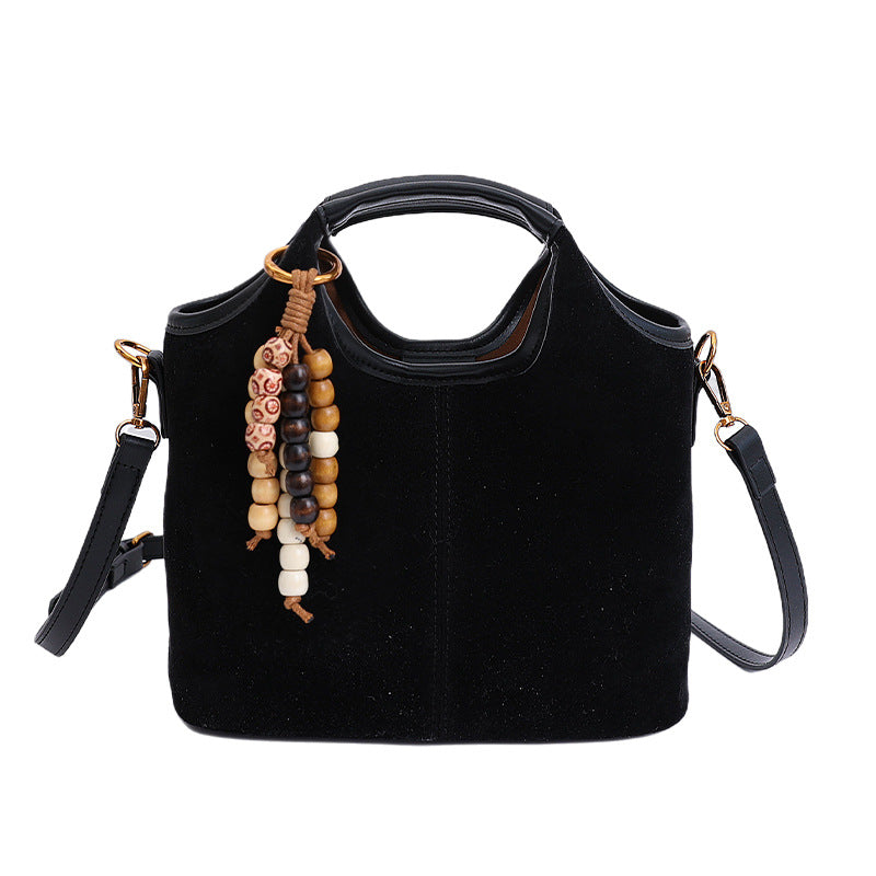 Damen elegante Velours-Handtasche mit abnehmbarem Anhänger Nord Taschen