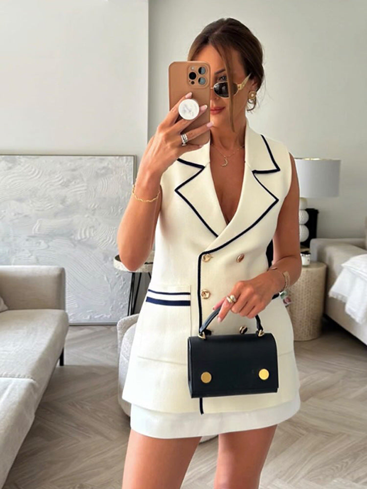 Damen Doppelreihiges Blazer-Minikleid mit Kontrastpaspel Nord Taschen
