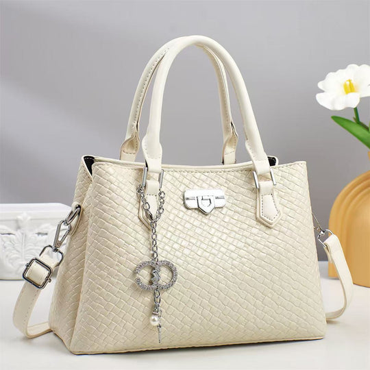 Damen elegante Handtasche mit geflochtenem Lederdesign und abnehmbarem Schulterriemen Nord Taschen