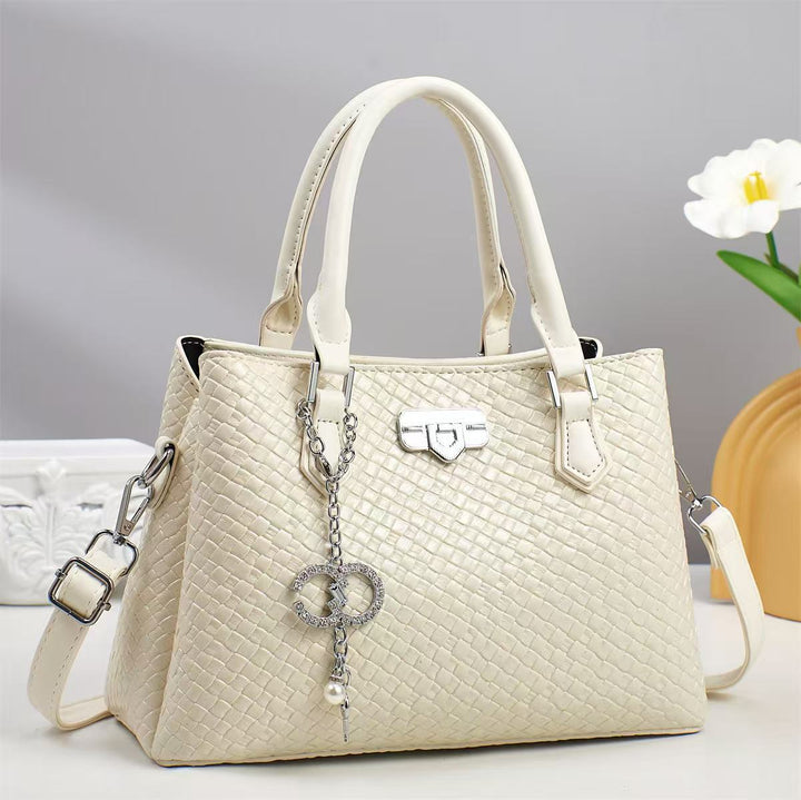 Damen elegante Handtasche mit geflochtenem Lederdesign und abnehmbarem Schulterriemen Nord Taschen