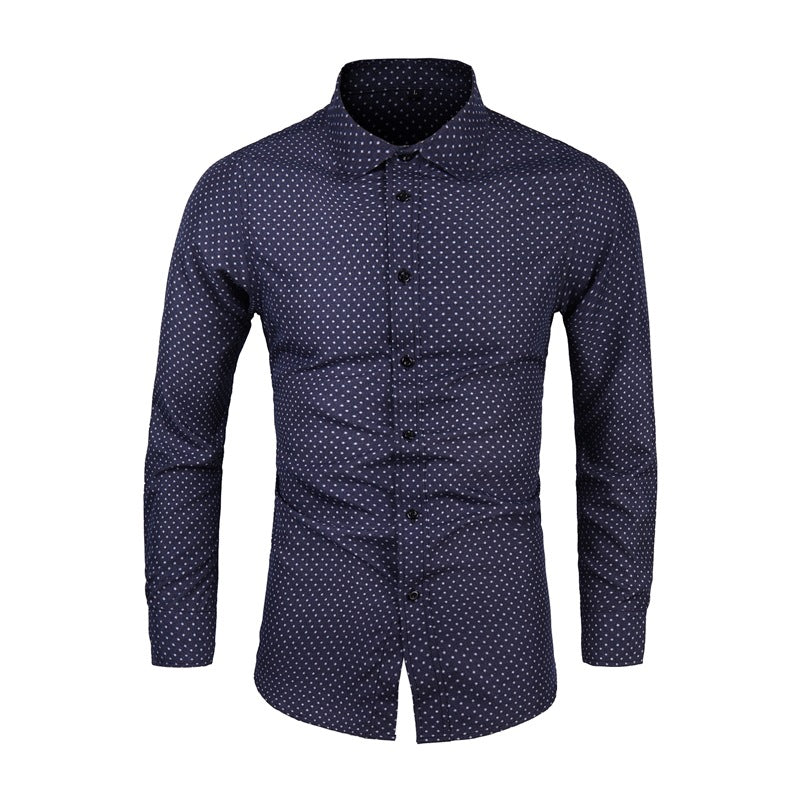 Herren Slim-Fit Hemd mit feinem Pünktchenmuster und Kentkragen Nord Taschen