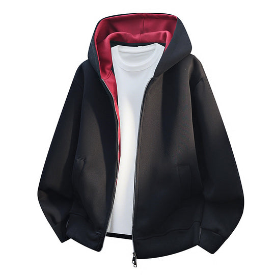 Herren Oversize-Zip-Hoodie mit kontrastgefütterter Kapuze und Kängurutaschen Nord Taschen